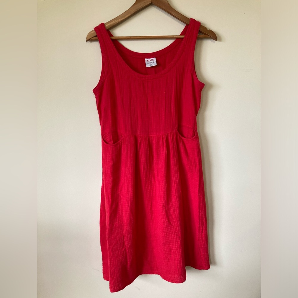 Click By Color Me Cotton 100% Linen Red Dress